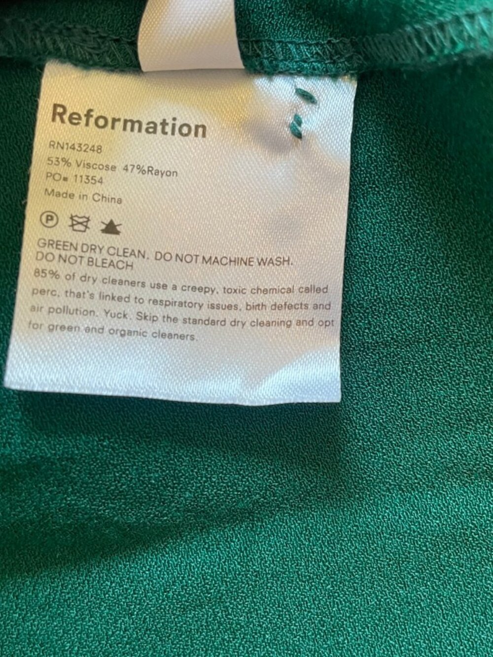 Reformation 'Gavin' Midi Dress / Emerald / Sz 2 - Picture 14 of 16
